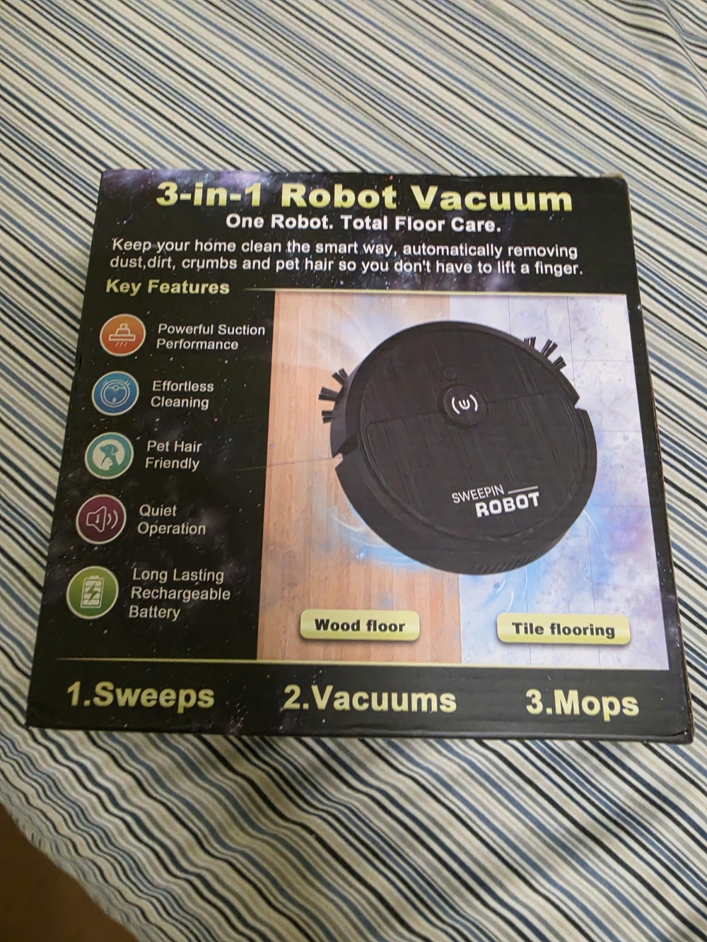 3-in-1 Robot Vacuum - Black